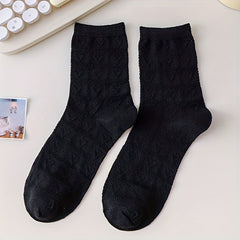 4 Pairs Heart Striped Socks Comfy & Breathable Women's Stockings