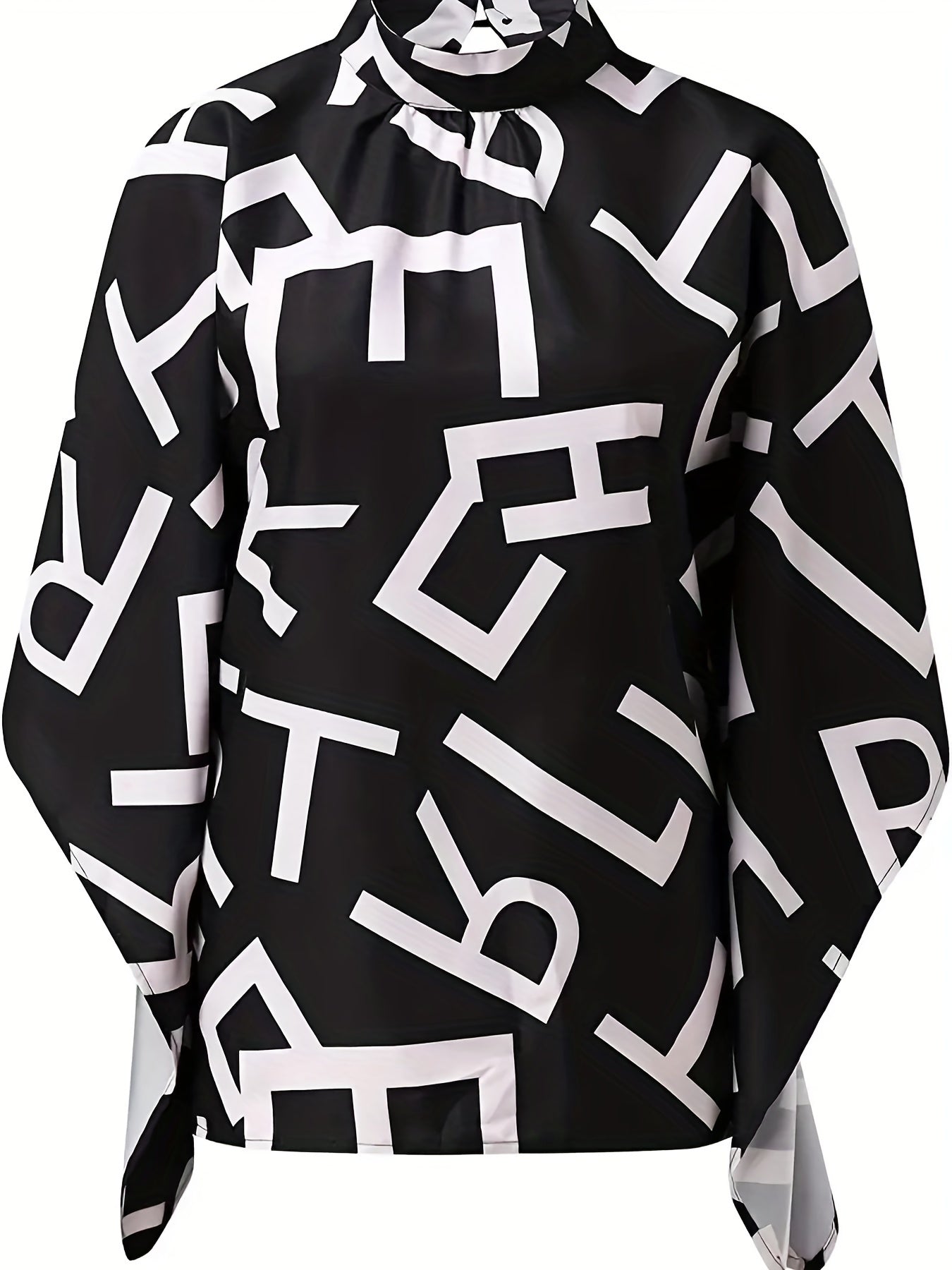  Women's Letter Print Bat Sleeve Blouse