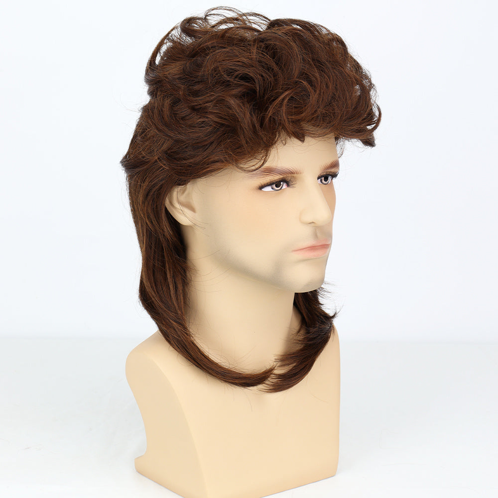 Men's Handsome Dark Brown Curved Wig
