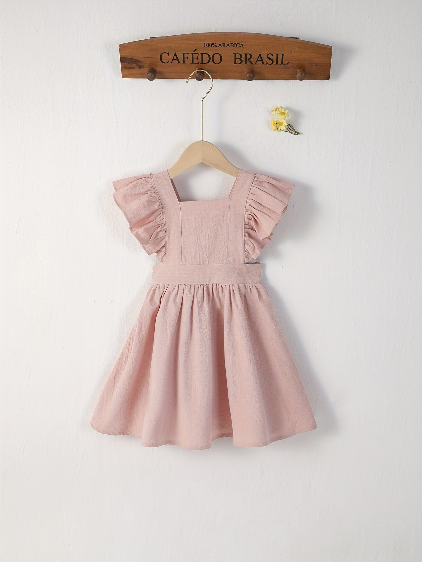 Girl's Flutter Sleeve Overall Dress