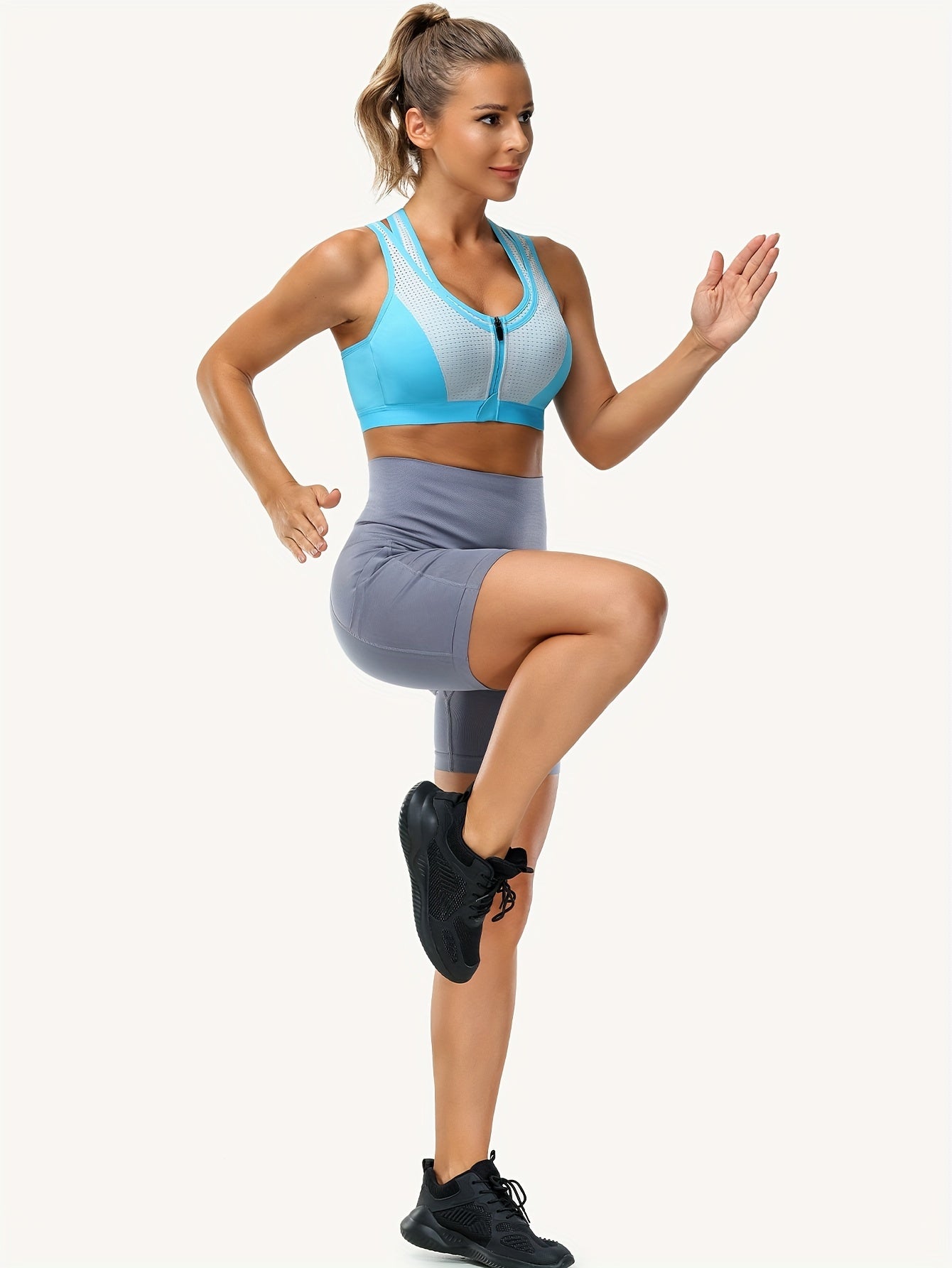 Comfy Cut Out Zipper Sports Bra for Women