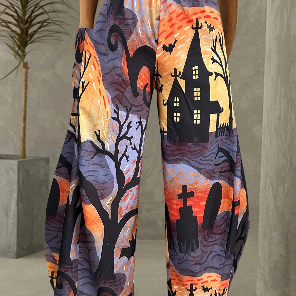 Women's Plus Painting Print High Rise Harem Trousers
