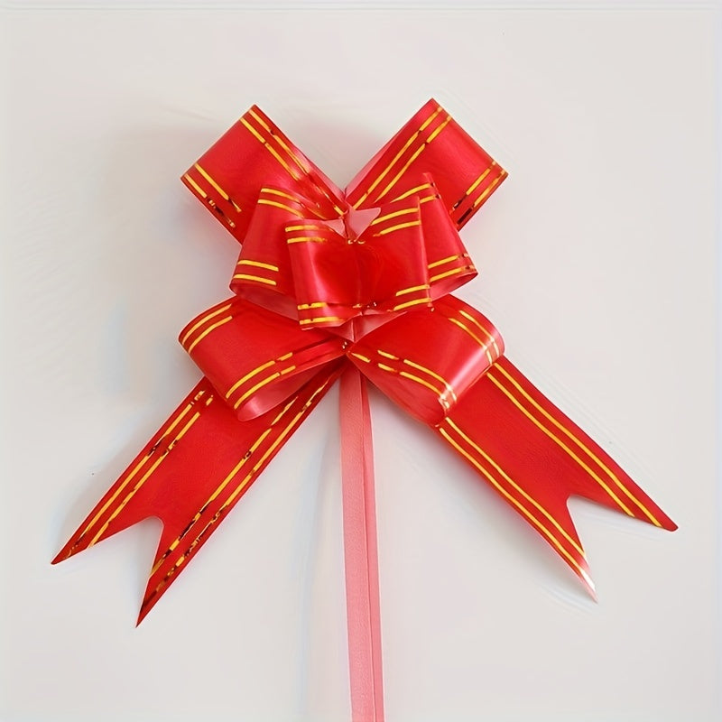 10pcs Christmas Bow Pull Flower Decoration Festive Holiday Gift Bag Packaging