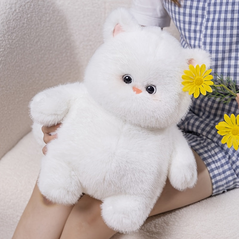 Chubby Cat Plush Toy Realistic Soft Stuffed Animal Fluffy Fur Cuddly Gift