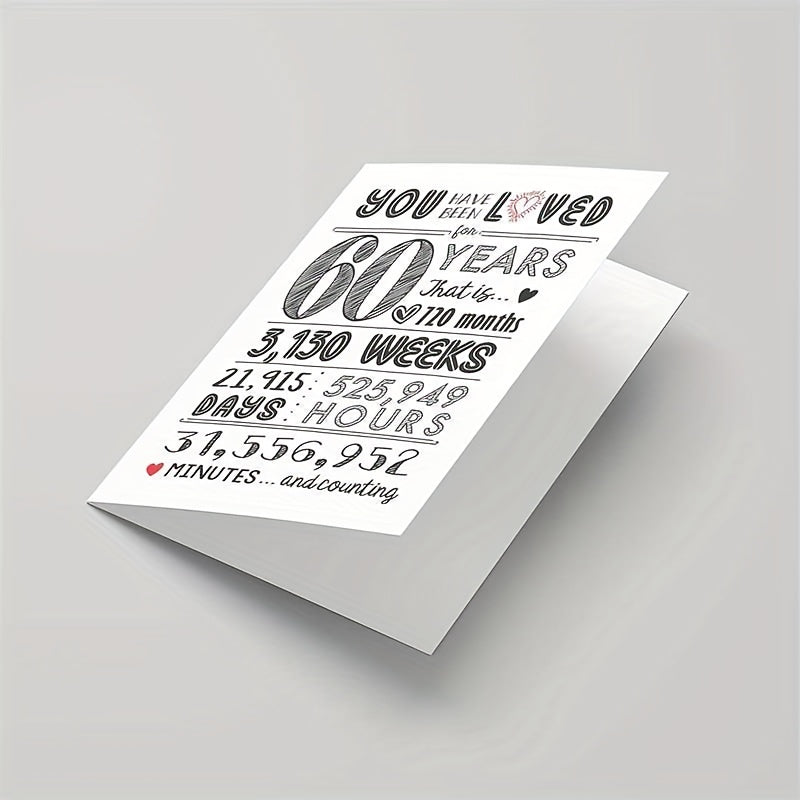 60th Birthday Card/Table Decor 60 Years Loved Card