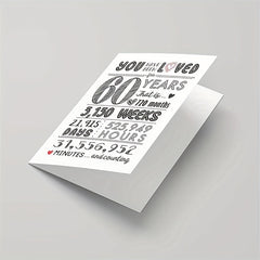 60th Birthday Card/Table Decor 60 Years Loved Card
