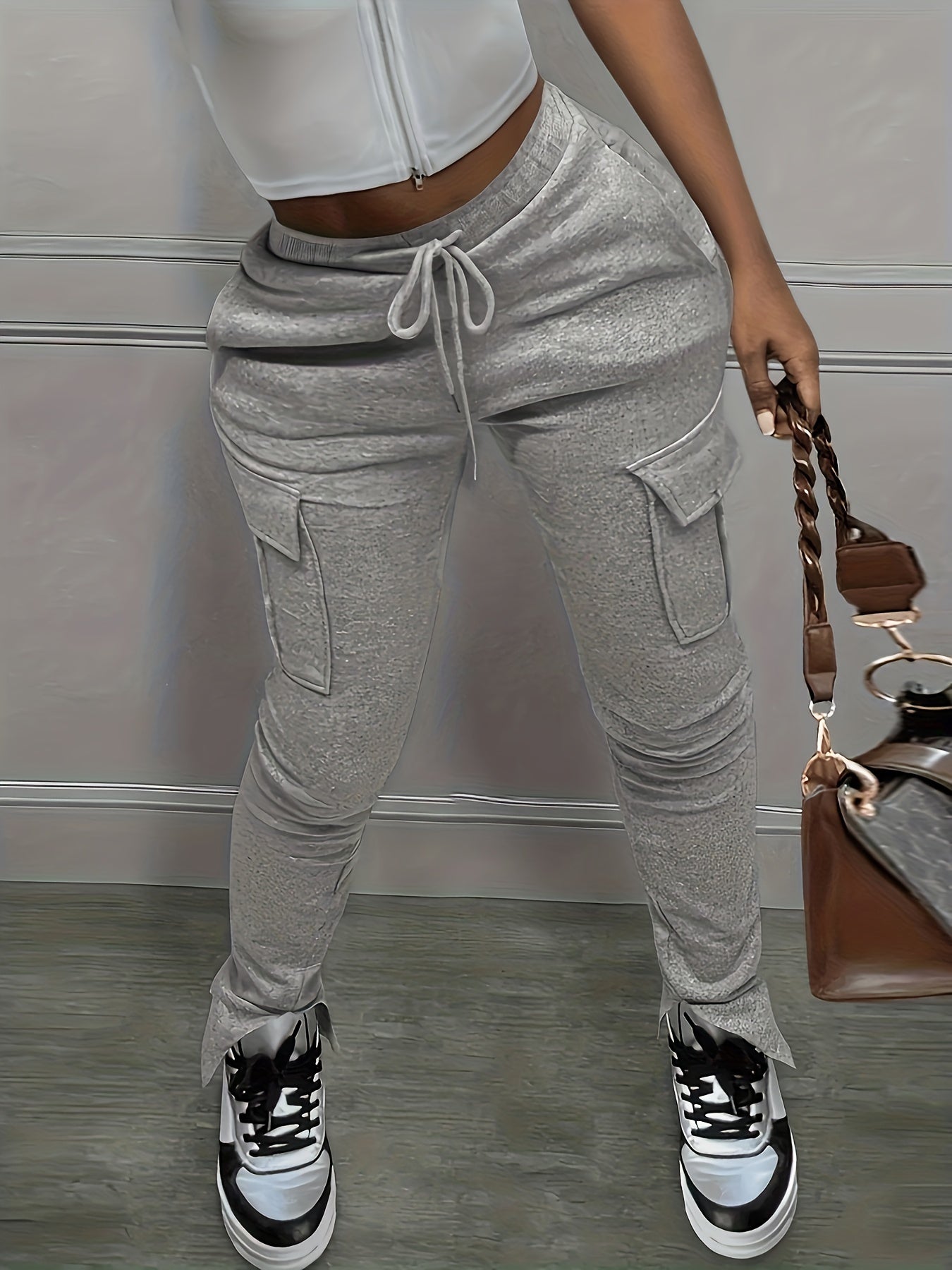  Elastic Drawstring Cargo Trousers