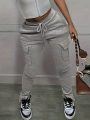  Elastic Drawstring Cargo Trousers