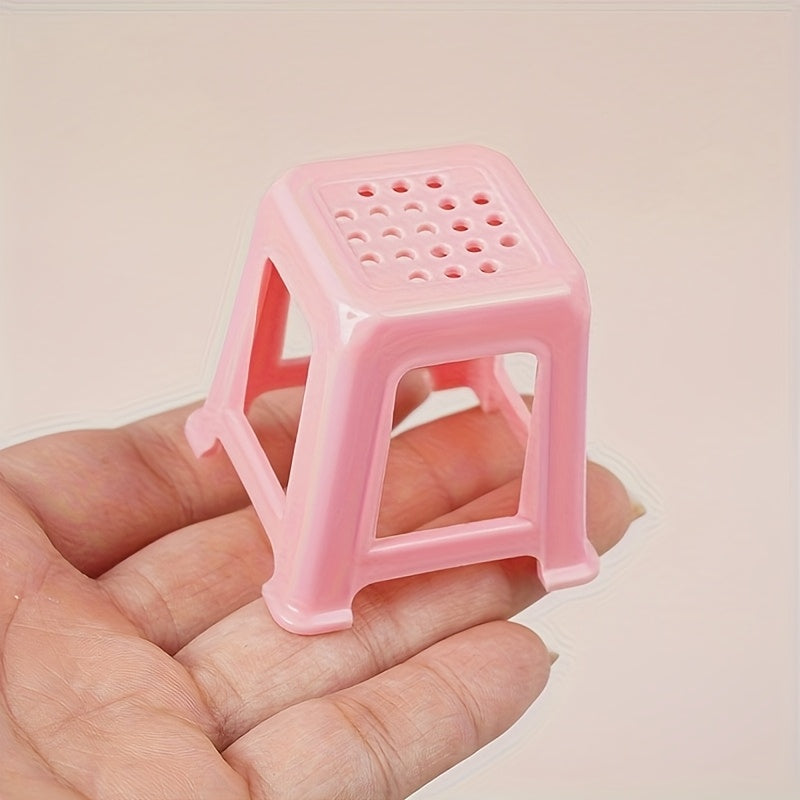 1:12 Dollhouse Stool Pink Chair Ventilation Holes for DIY Decor