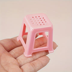 1:12 Dollhouse Stool Pink Chair Ventilation Holes for DIY Decor