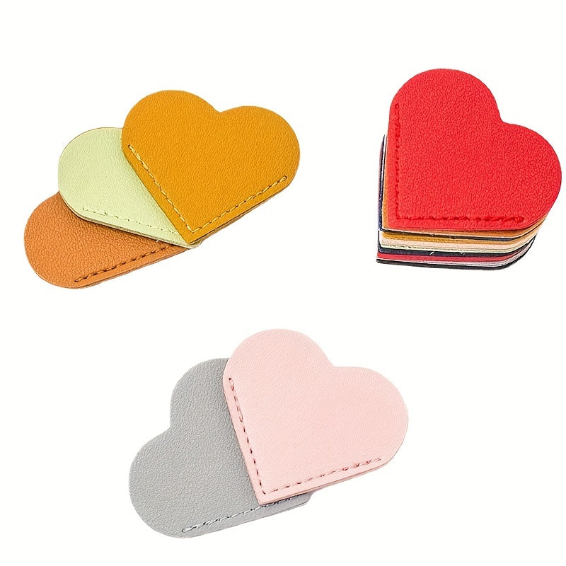 1pc 5pcs Red Orange Pink Portable Leather Heart Bookmark Protective Case
