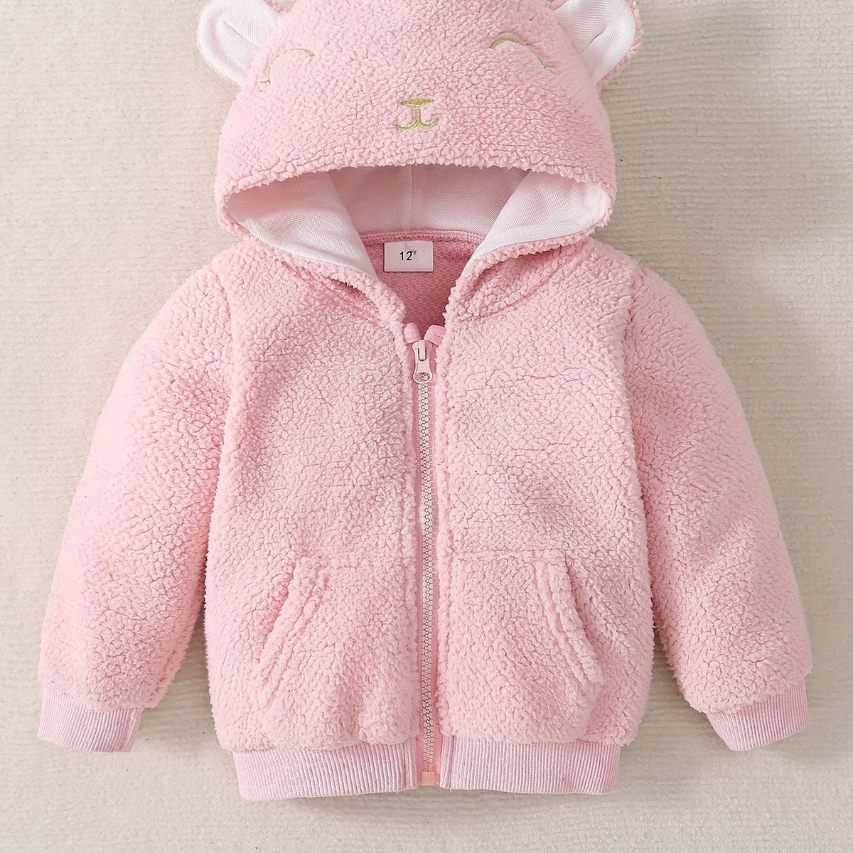 Fleece Bear Jacket For Baby Boys & Girls, Warm Hooded Coat