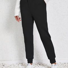  Sports Pants Women's Plus Solid Elastic Drawstring High Stretch Jogger