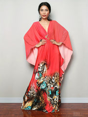 Floral Print Kaftan Dress V Neck Beach Vacation Dress For Spring & Summer