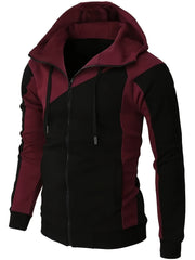 Men's Casual Block Zip Up Jacket With Hood