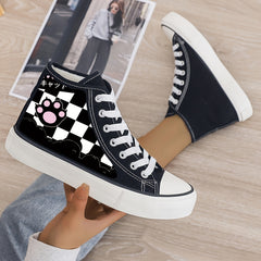 Cat Print Plush Lined Chunky Sneakers