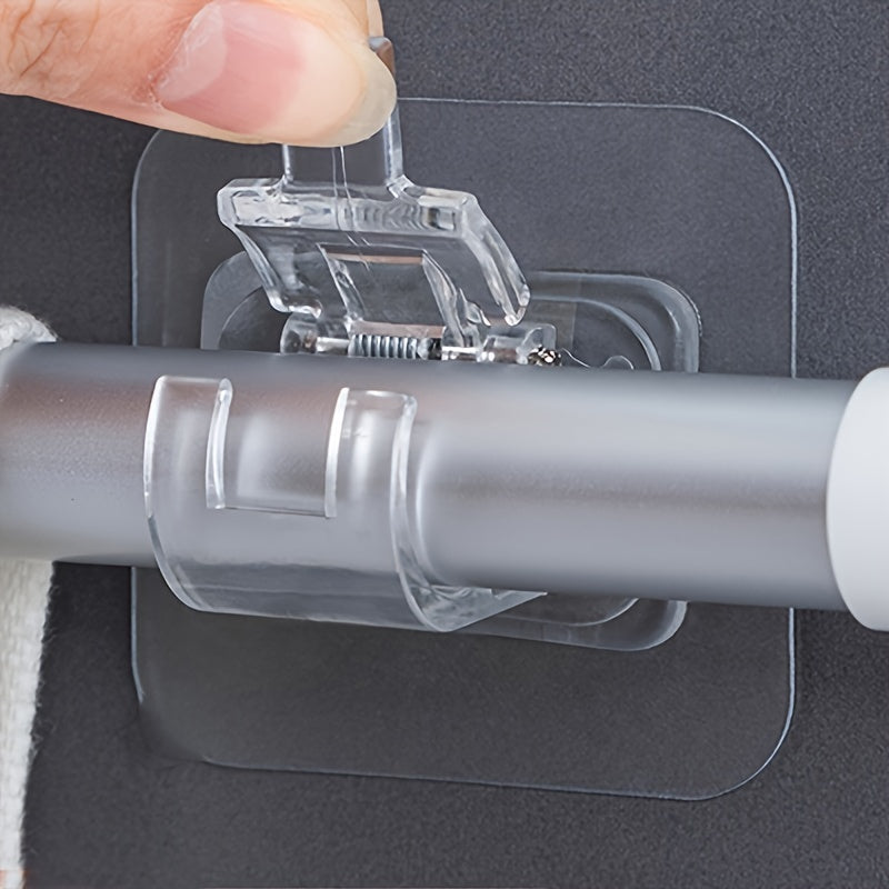 2pcs Adhesive Hanging Pole Holder No Drilling Curtain Rod Holder