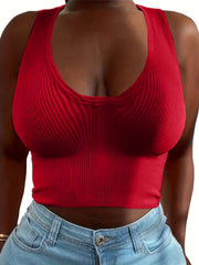  Sexy Tank Top Women's Plus Micro Ribbed Solid Sleeveless