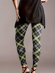 Plaid Print High Rise Stretchy Skinny Leggings