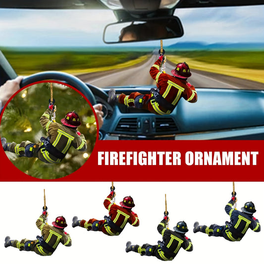 Firefighter Uniform Christmas Ornament for Rearview Mirror Decoration