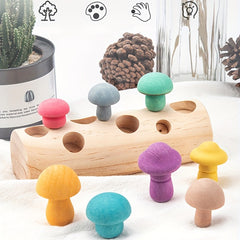 Wooden Mushroom Building Block Set for Halloween, Thanksgiving, Christmas