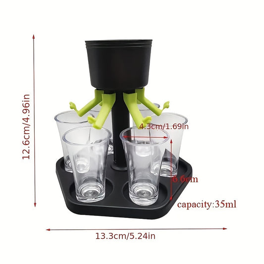 6 Shot Glass Dispenser for Wine Whisky Beer Liquor - Ideal for Parties