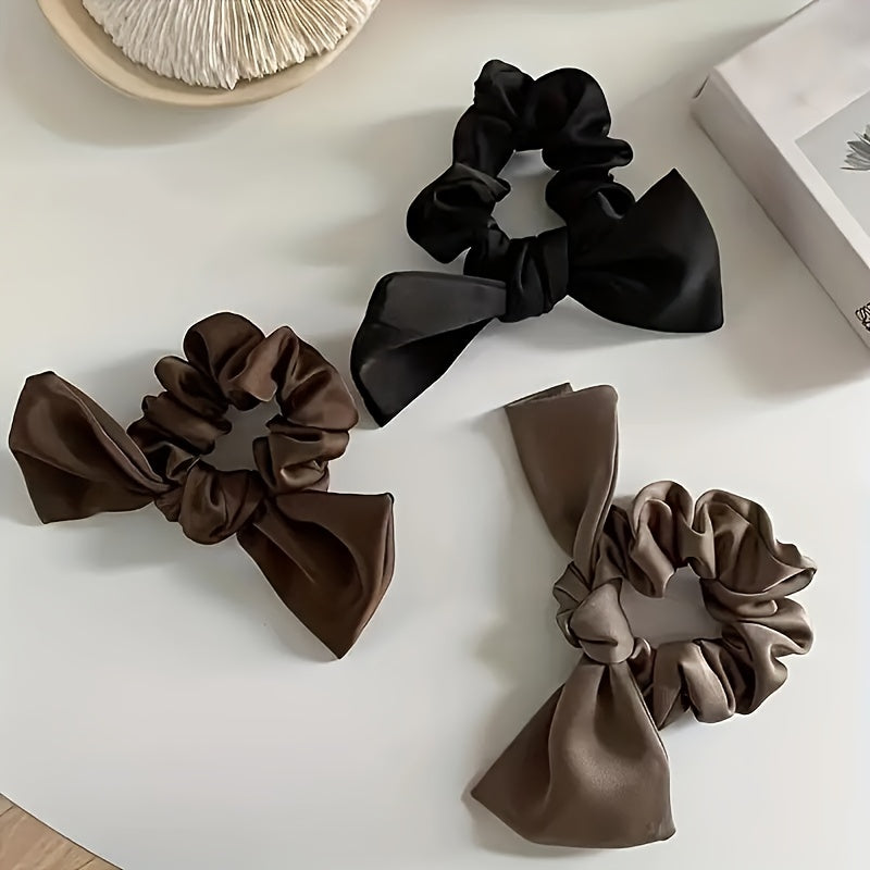 3pcs Satin Bow Scrunchies Hair Tie Style Hair Rope Girls Accessories