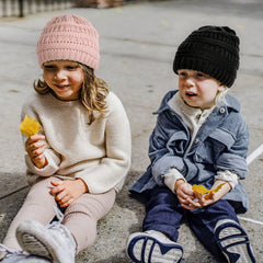 Satin Lined Toddler Beanie Knitted Hat for Winter