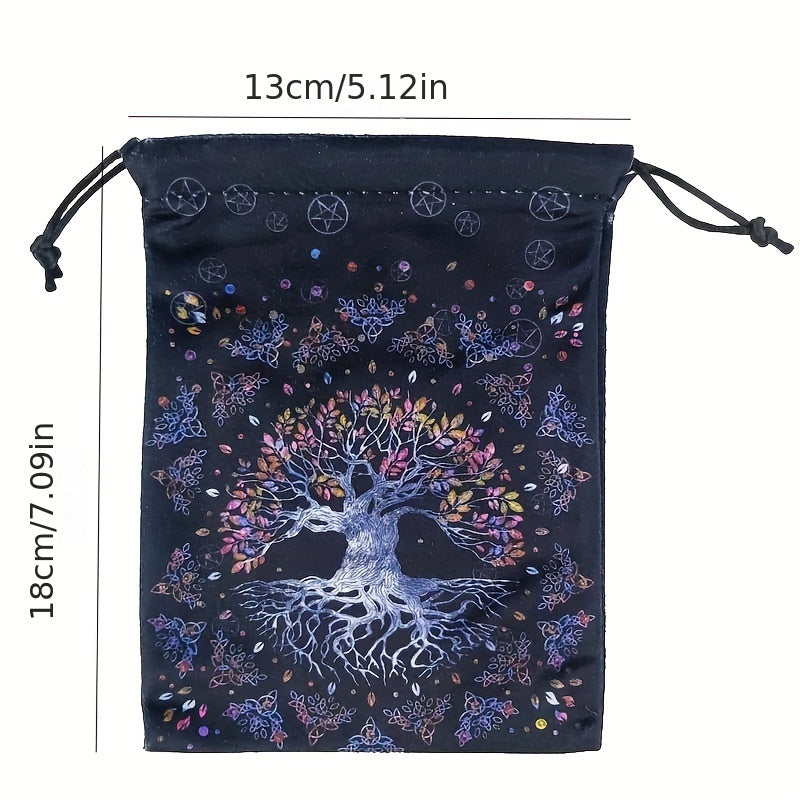 Double Sided Printed Flannel Tarot Oracle Storage Bag Gift Drawstring Bag