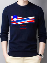 Slovenian Flag Men's Long Sleeve Knitted Sweater
