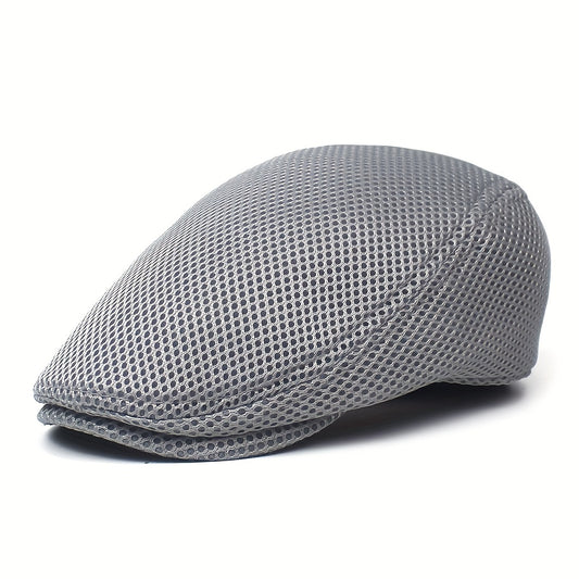 Men's Mesh Flat Cap Breathable Summer Newsboy Hat Cabbie