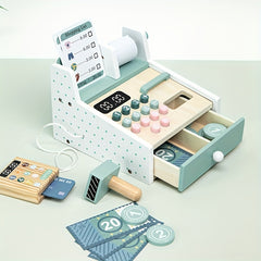 Wooden Toy Cash Register for Kids with Money Recognition and Arithmetic