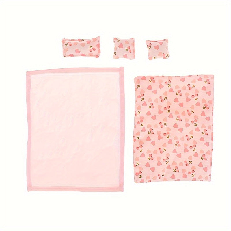 5pcs Mini Bedding Set for Dollhouse Bedroom Decor