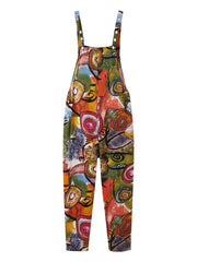 Abstract Print Button Jumpsuit for Women