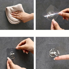 10pcs Transparent Self Adhesive Towel Hooks Heavy Duty Wall Stickers
