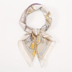Chain Print Beige Bandana Boho Square Scarf Head Wrap