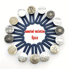6pcs Metal Button Pants Waist Extender Stretch Waistband Size Adjuster