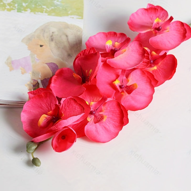 8 Heads Artificial Orchids Simulation Flowers Waterproof Faux Floral