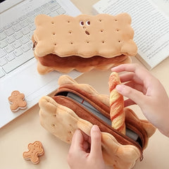Biscuit Plush Pencil Bag Large Capacity Stationery Storage
