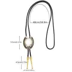 Western Cowboy Zinc Alloy BOLO Tie Round Natural Letter R Tie