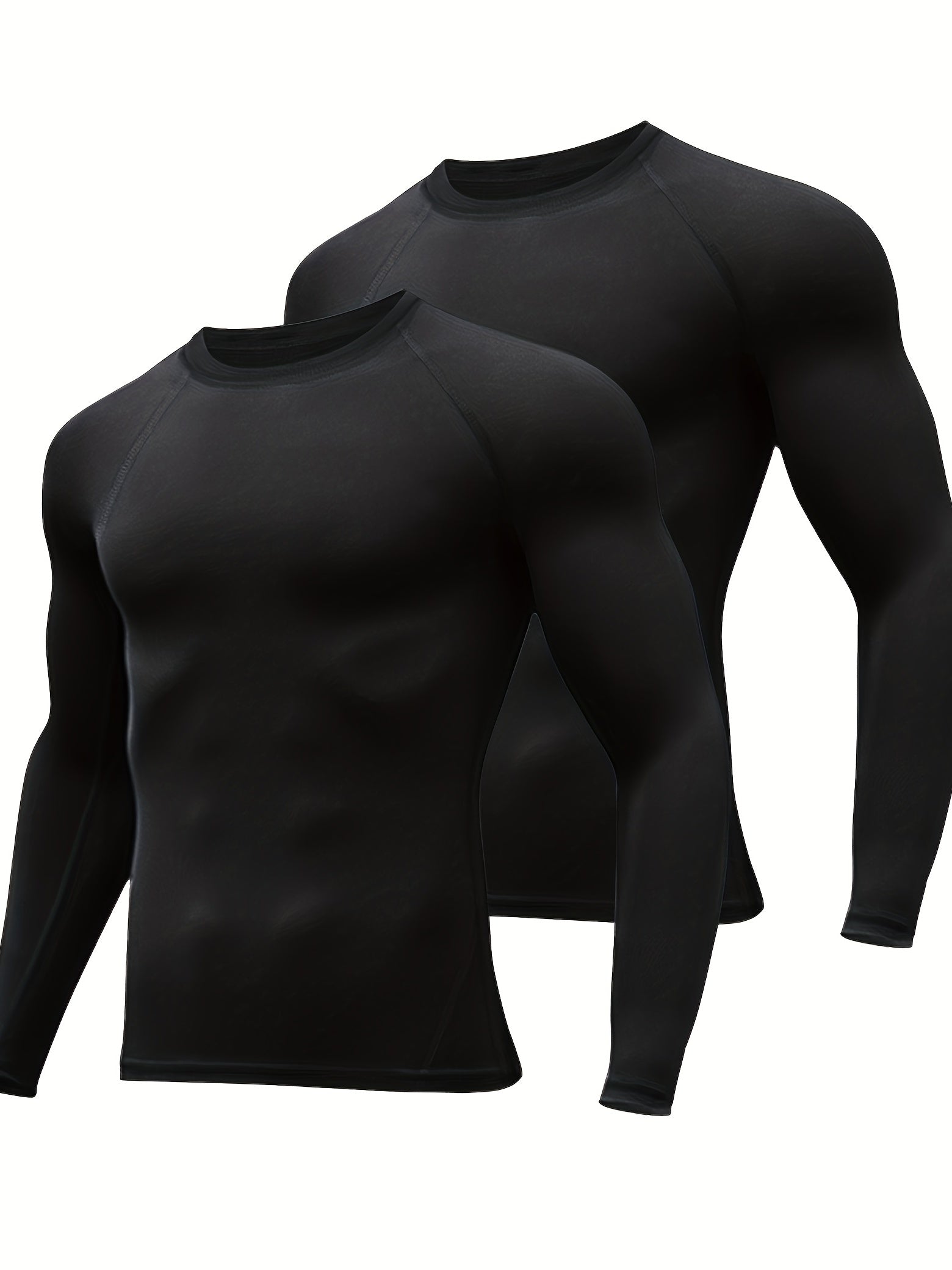 HOPLYNN Men's Compression Crew Neck Long Sleeve Athletic T-Shirt