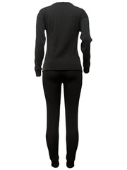 Casual Solid Two-piece Set Long Sleeve Crew Neck Top & Slim Pants