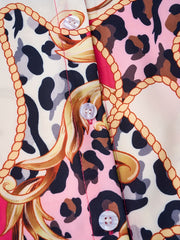  Colorblock Leopard & Baroque Print Blouse