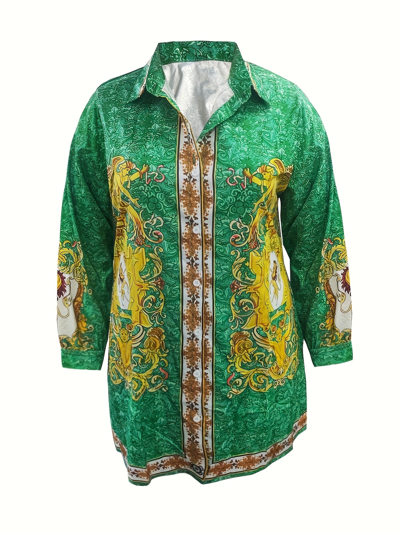 Baroque Print Shirt Dress