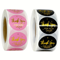 500 Bronzing Pink Thank You Stickers - Wedding Envelope Decor