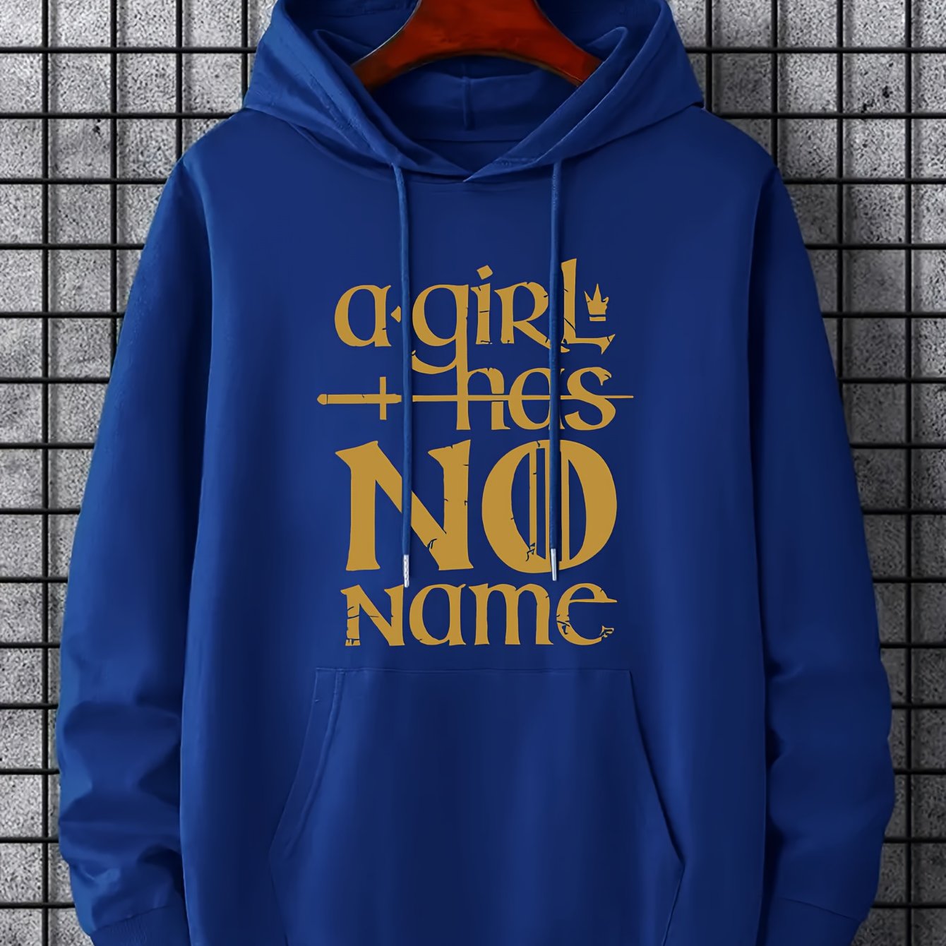 Men's Letter Print Hoodie Casual Stretch Hooded Sweatshirt