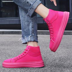 Green Lace Up High Top Canvas Shoes for Women