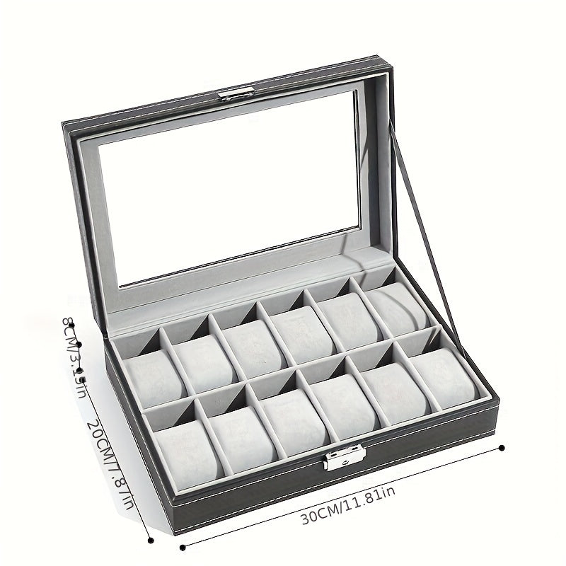 12 Slot Watch Display Storage Box with Soft Liner