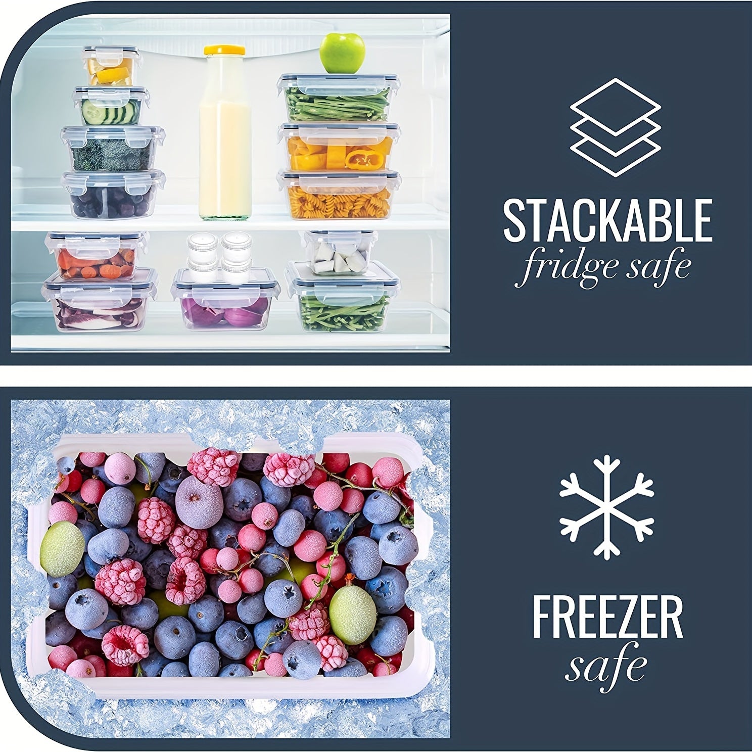 20pcs Large Plastic Food Storage Container With Lid - Fresh Keeping Box