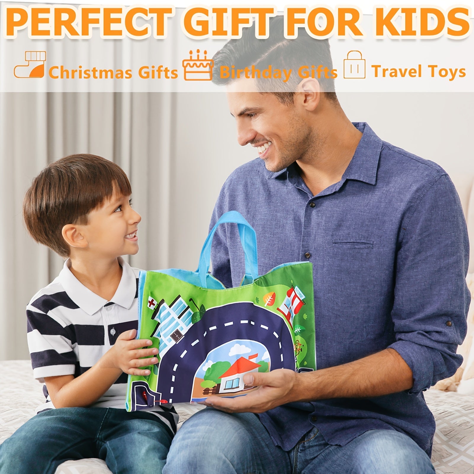 Toddler Car Toy Set with Map Mat and Storage Bags